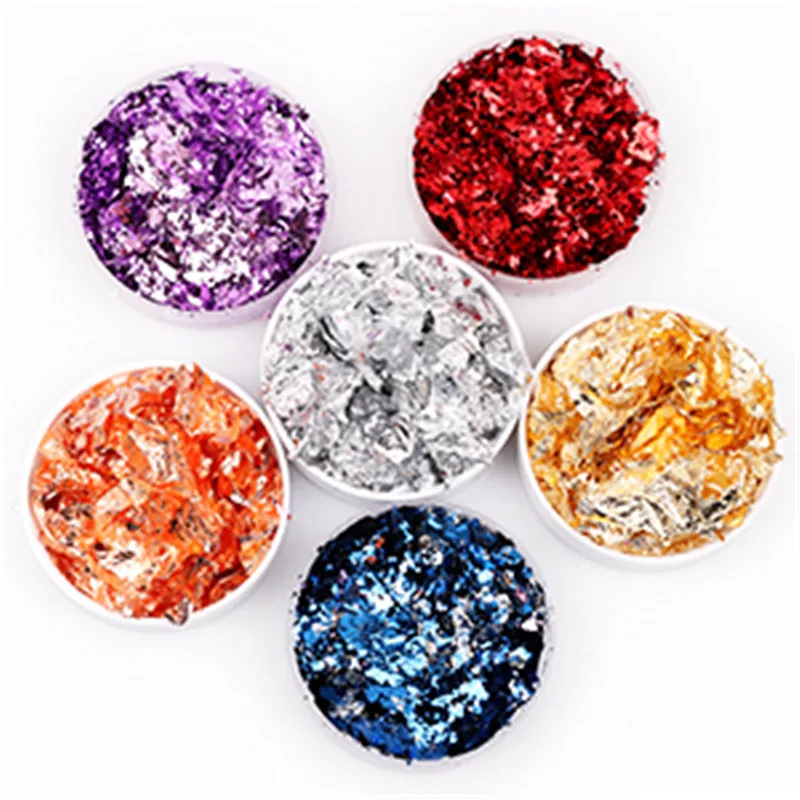 

Gilding Foil Flakes for Resin,YUGDRUZY Metallic Foil Leaf Schabin Flakes with Finger Cots and Tweezers,Imitation Metal Gild