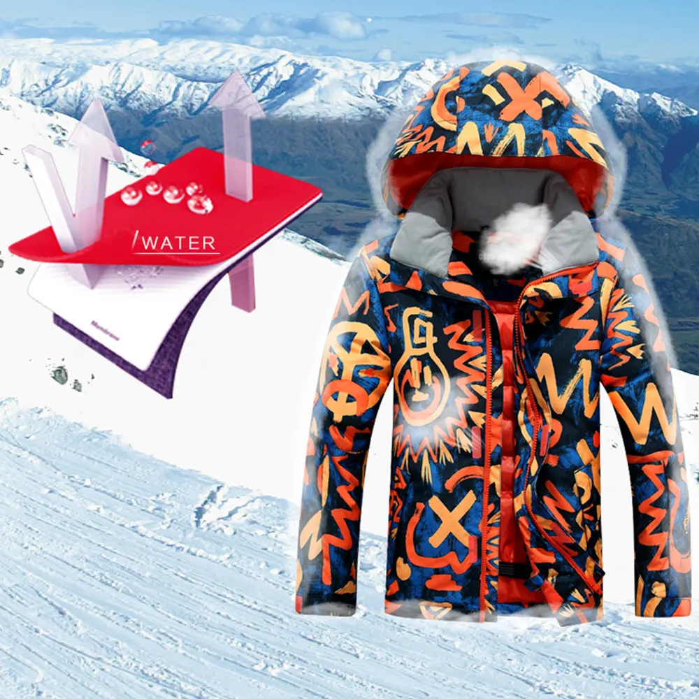 Детские лыжные костюмы GSOU зимние теплые комплекты для мальчиков ветрозащитная