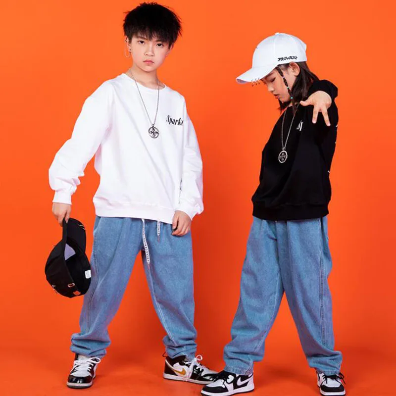 

Kids Carnival Hip Hop Clothing Oversize Sweatshirt Streetwear Jeans pants for Girls Boys Dance Costume Wear Clothes Outfits