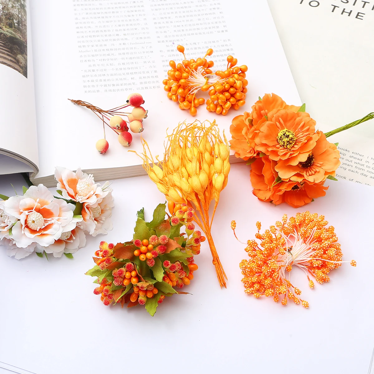 Искусственные цветы оранжевые шелковые искусственные украшение для дома и