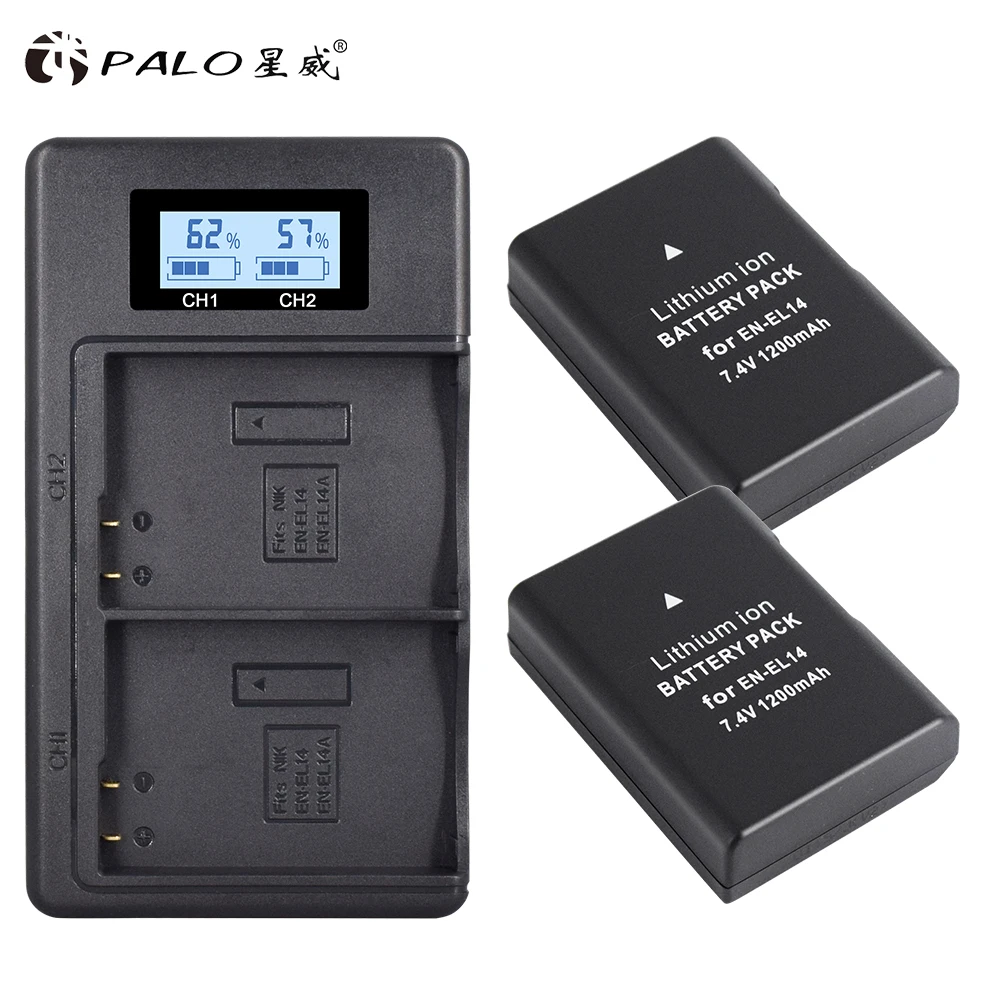 2 шт. EN-EL14 EN-EL14a ENEL14 RU EL14 EL14a Батарея+ ЖК-дисплей Dual USB Зарядное устройство для Nikon D3100 D3200 D3300 D5100 D5200 D5300