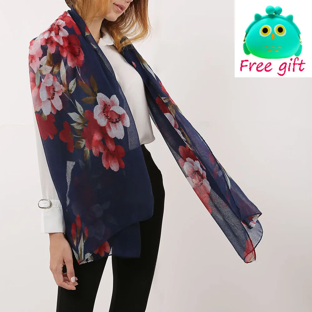 Женский шифоновый шарф с цветочным принтом|Женские шарфы| |