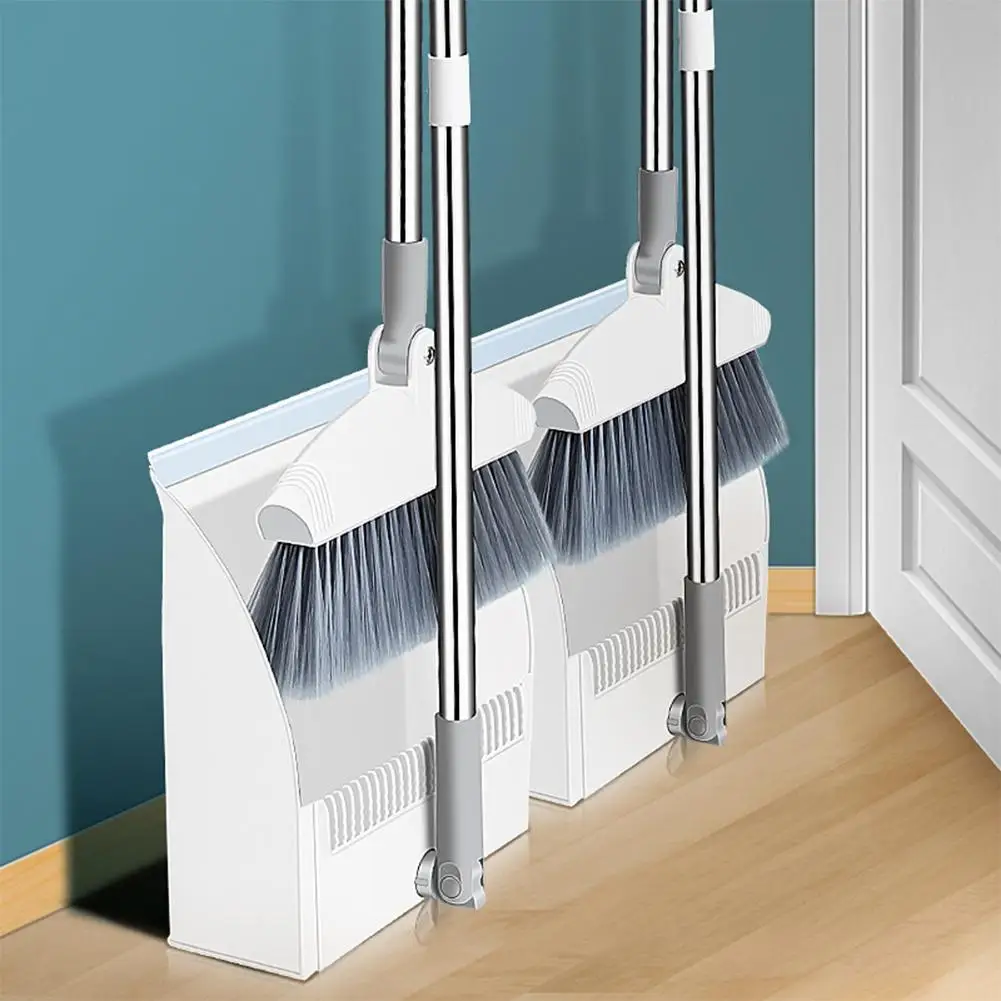 

Foldable and Sting Broom Dustpan Set Combination with Extendable stick Cleaning for Home