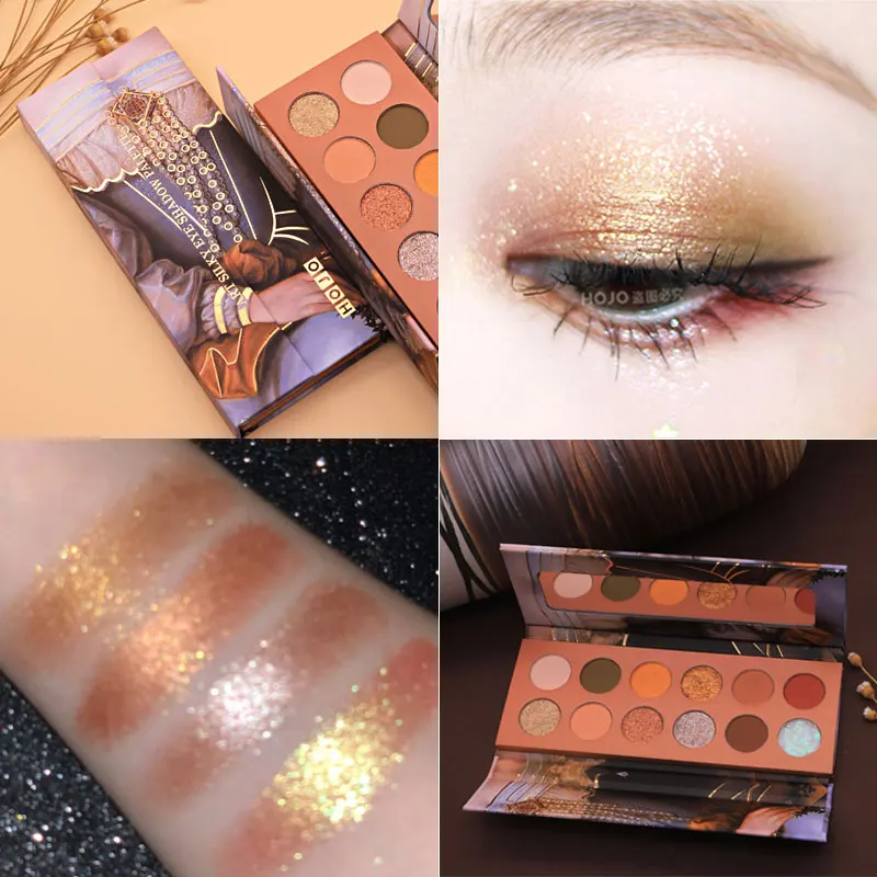 02 HOJO 12 цветов Роскошные изображения Shimmer Art шелковые Тени Пигмент матовый палитра теней для век мерцающая пудра для макияжа Водонепроницаемый - Цвет: 02