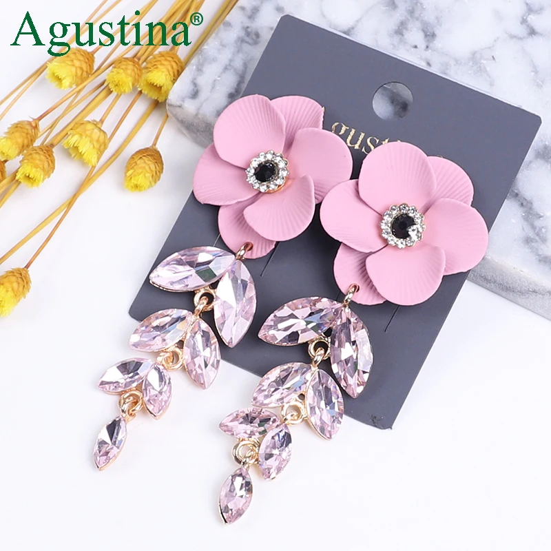 

Agustina Women Crystal Earrings Fashion Jewelry Flower Earrings Luxury red Rhinestone Earrings Drop Earring Dangle Earings Boho