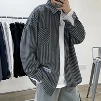 japanese vintage striped shirt streetwear mens clothes harajuku jacket casual coat button up shirt long sleeve shirt emo tops