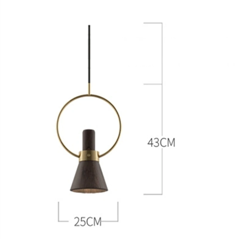 

Vintage Decor Pendant Lights Minimalism Copper and Walnut Wood Light Kitchen Hanging Lamps Bar Cafe Art Living Room Pendant Lamp