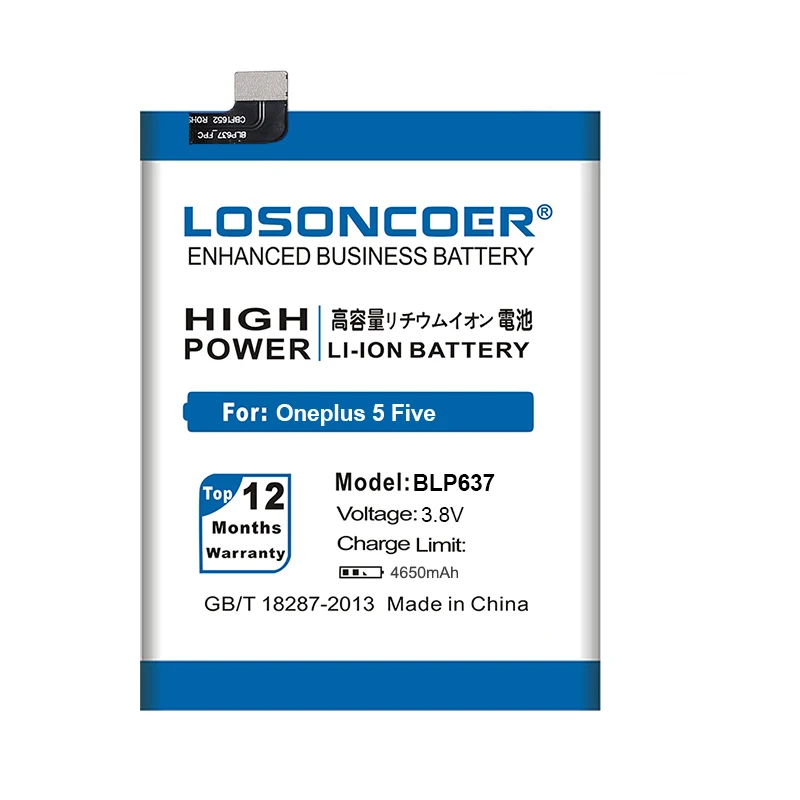 LOSONCOER 4650 мАч BLP637 батарея для Oneplus 5 5T A5001 A5010 One Plus 5 пять батарей мобильного телефона бесплатные инструменты держатель наклейки