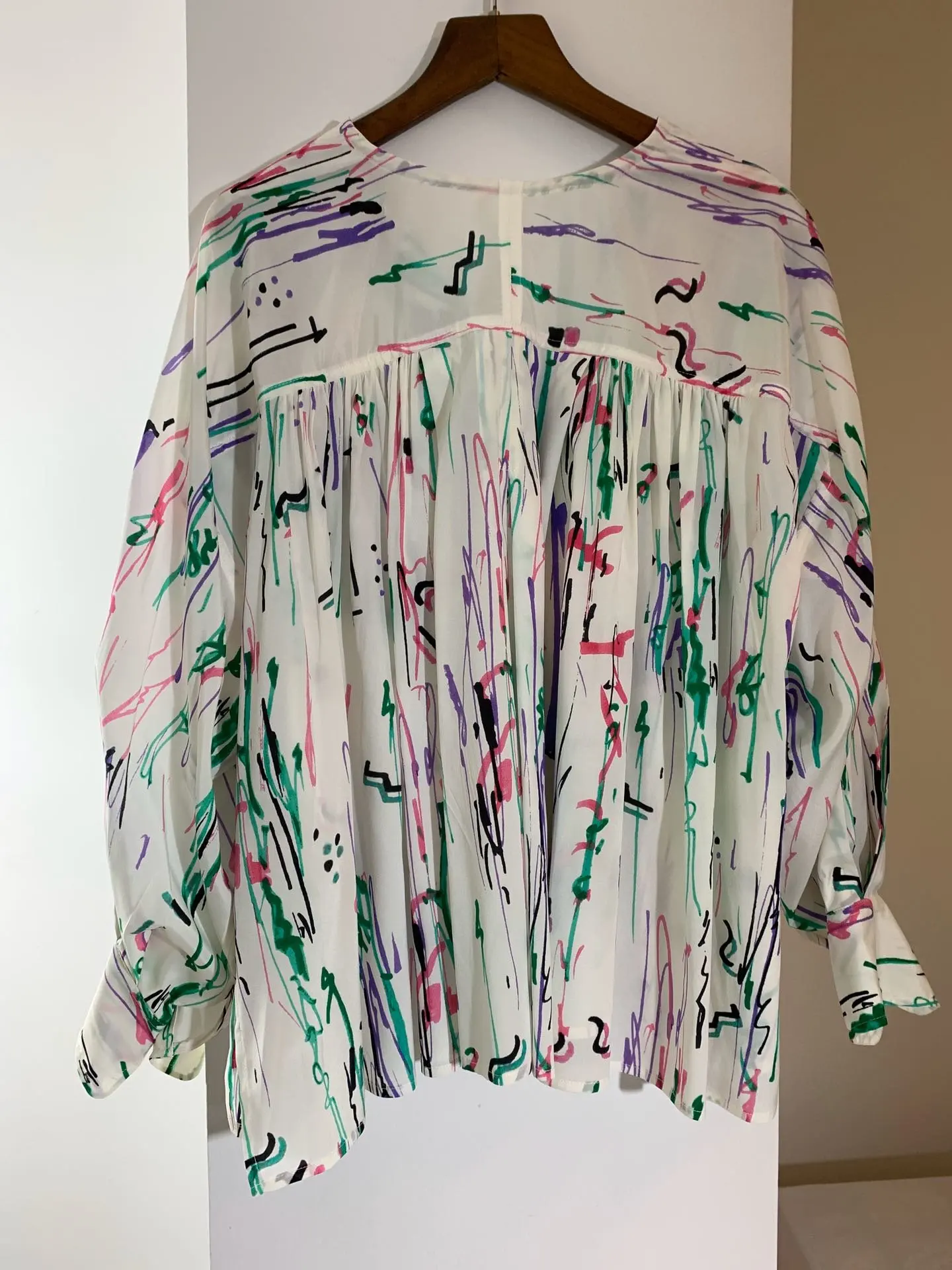 Женская рубашка белая шелковая Свободная с круглым вырезом женская