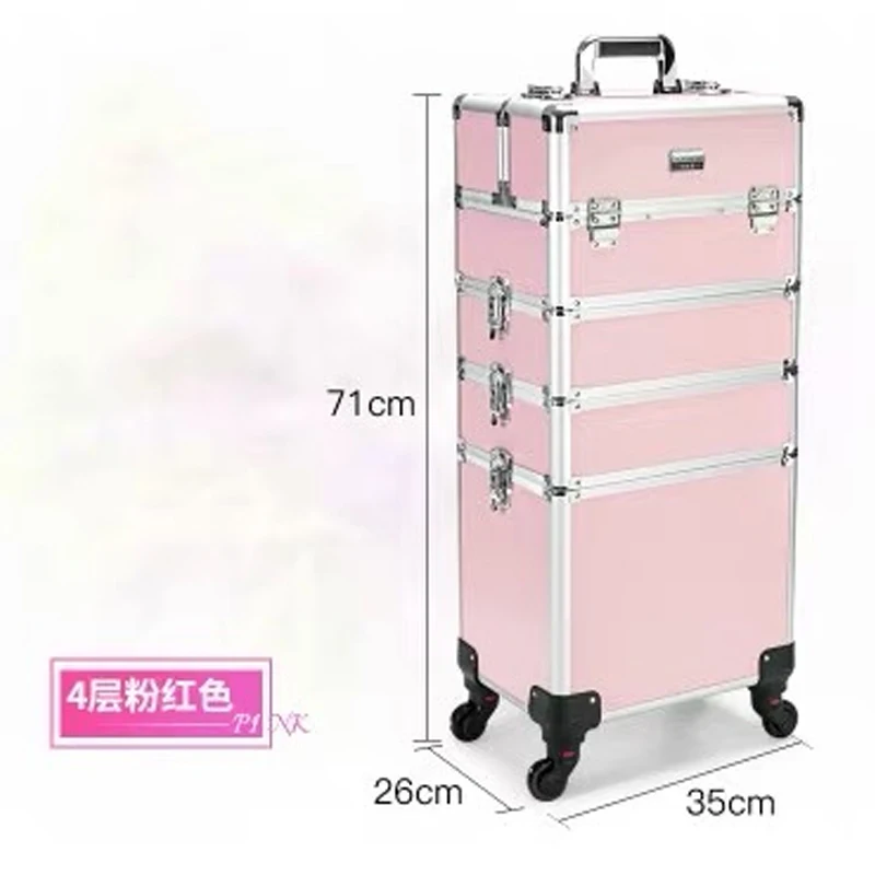 New Women Trolley Cosmetic Bags on Wheel Nails Makeup Toolbox Detachable Foldable Beauty Box Travel Bag Rolling Luggage Suitcase | Багаж и