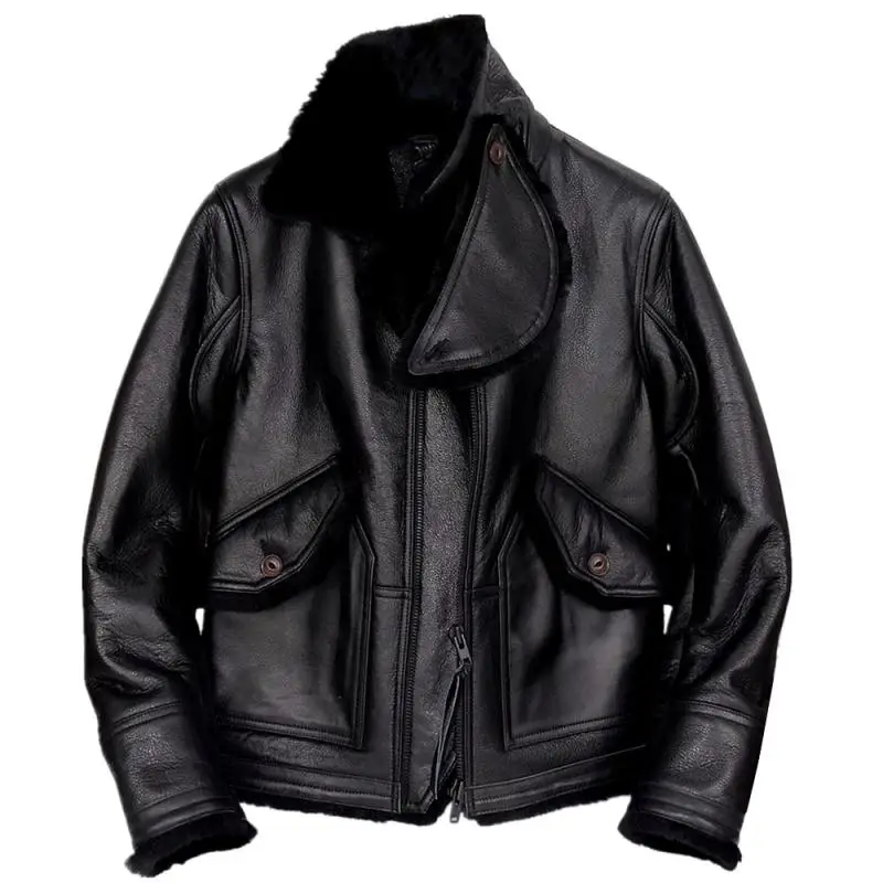 

Native sheep fur one reinforcing calfskin leather male winter to keep warm jacket both for man and women can wear