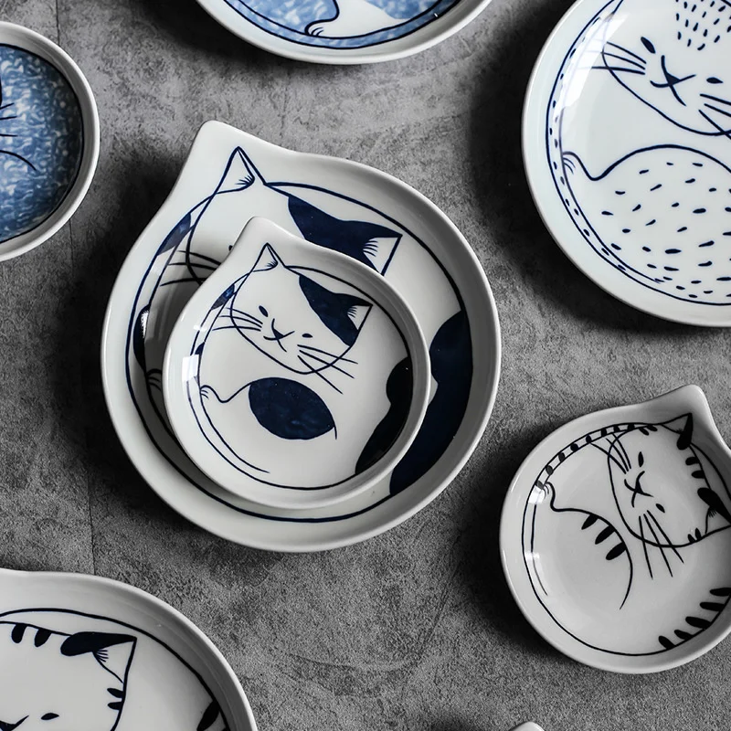 Оригинальность японский мультфильм посуда блюдо прекрасный кот керамика диск
