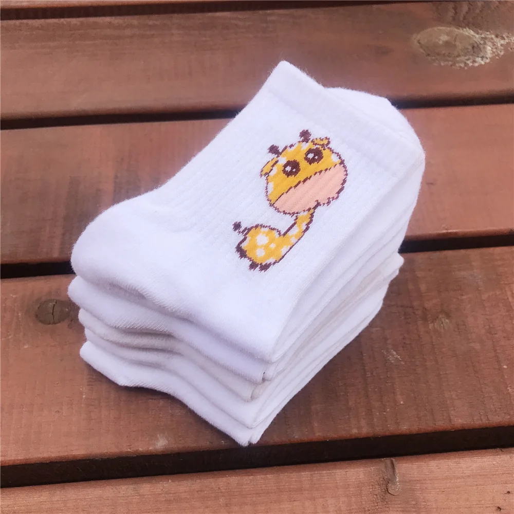 Модные милые носки женские в стиле Харадзюку Kawaii Носки для девочек с изображением динозавра, собаки, кота, кролика, животных забавные женские носки с едой