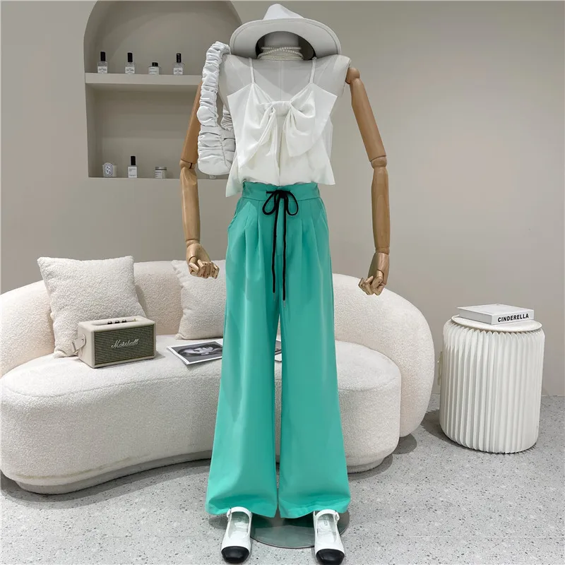 

New Women's Spring Summer 2021 High waist loose drop casual pants thin floor length pants Wide leg pants