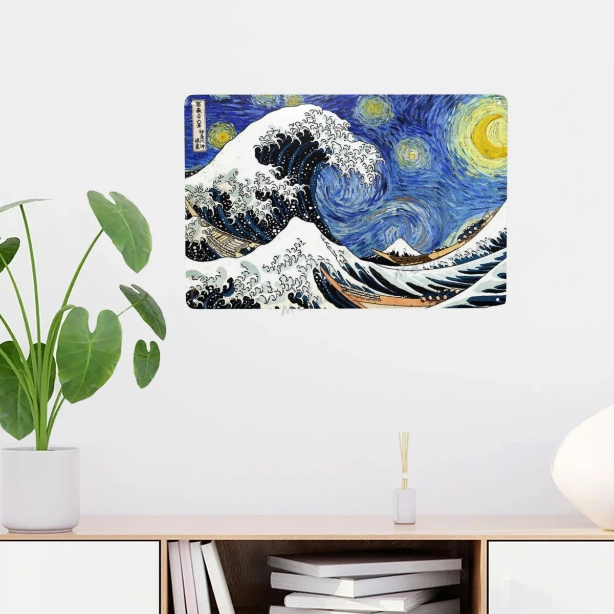 

Iconic Starry Night Wave Of Kanagawa Metal Tin Signs Impressionism Art Iron Painting Home Bar Room Decor Wall Art Vintage Modern