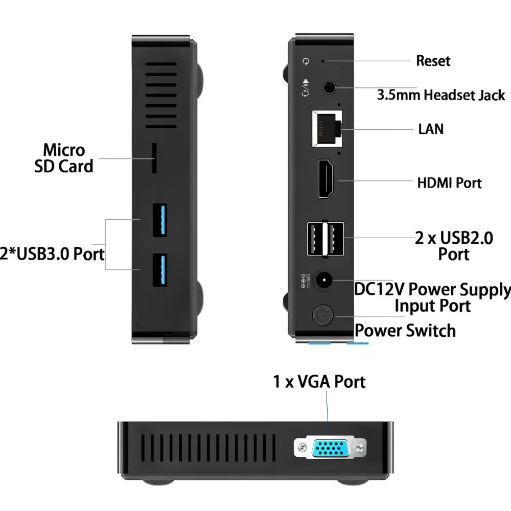 Bmax B1 Мини ПК Intel 8th Gen LP HD Graphics 400 Безвентиляторный Windows 10 HTPC тонкий клиент