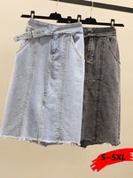 denim skirt large size jean skirt overalls for women midi skirts girls xxxl 4xl plus size fall high waist skirt casual belt