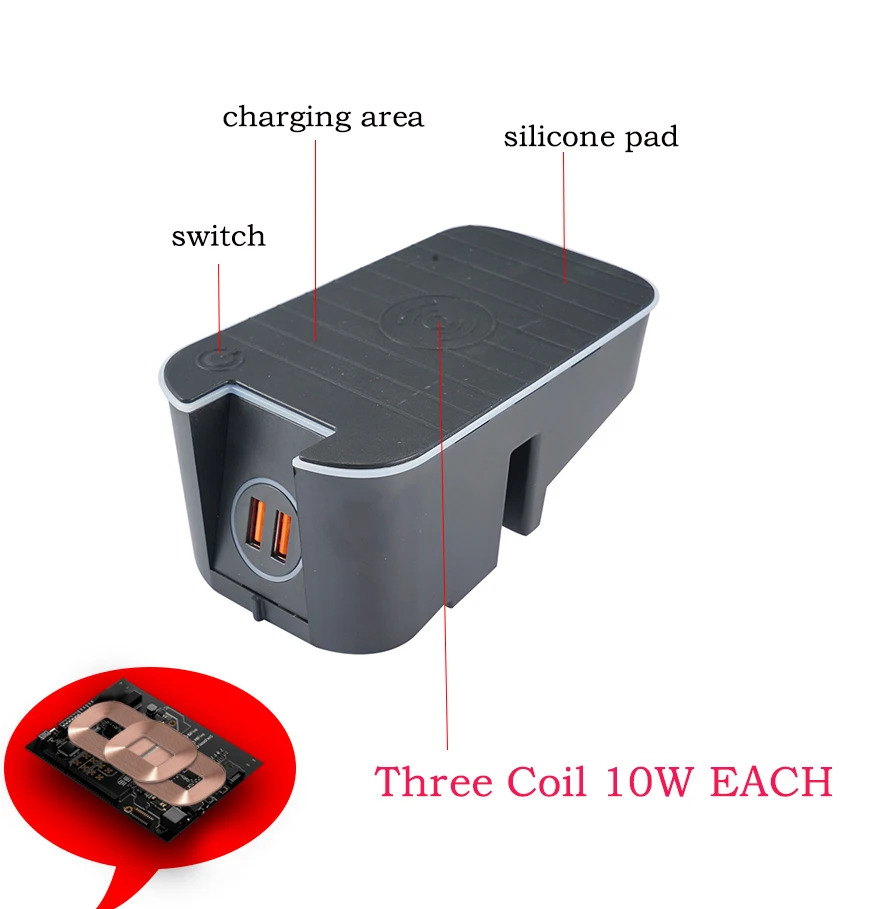 Панель телефона с беспроводной зарядкой для Volvo XC60 2017 2018 USB 3 0 автомобильное