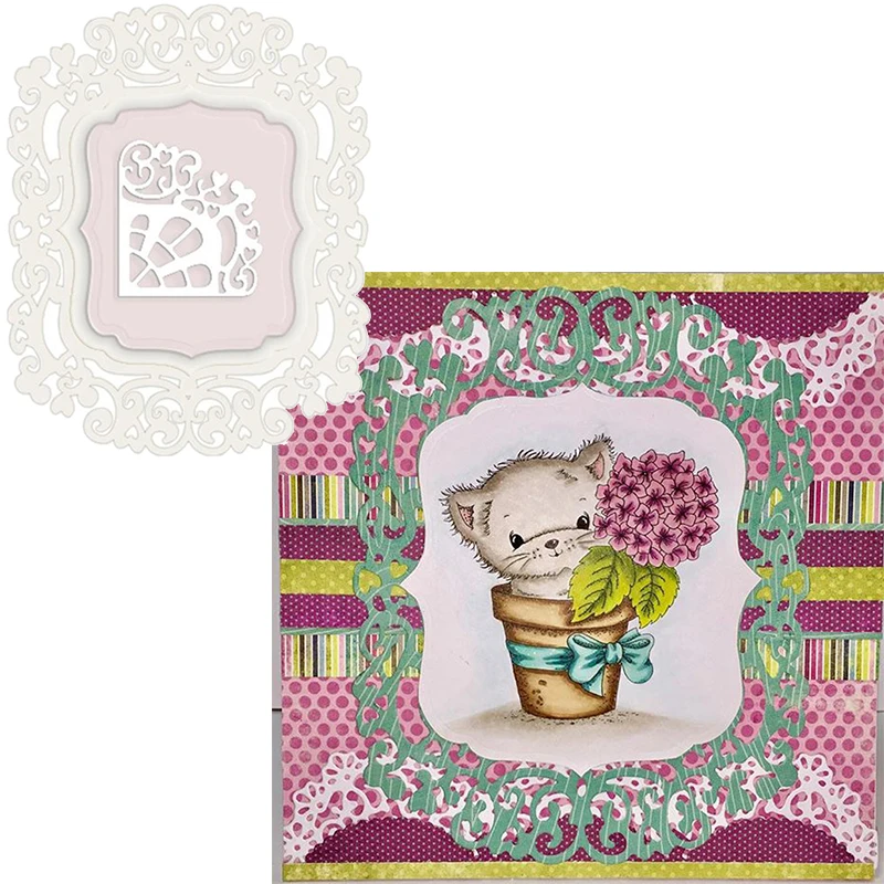 Цветочный квадратный узор металлические Вырубные штампы цветы Скрапбукинг 2020