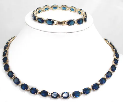 

wholesale beautiful christmas gift blue Natural Stone bracelet necklace jewelry set