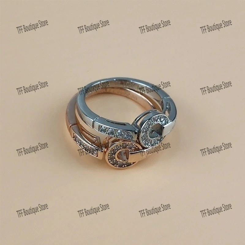 

Rose gold and silver fashion luxury original brand wedding ring men's and women's proposal ring exquisite gift for women.