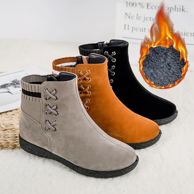 

Autumn and winter new snow boots women thick soles and velvet boots thickened warm plus large cotton shoes casual boots women