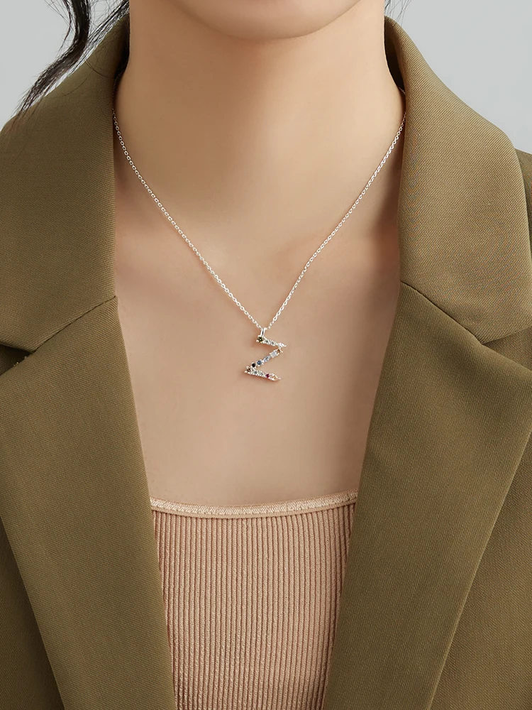 

ZEMIOR 925 Sterling Silver Necklace For Women Gold Letter M Pendant Initial F 26 Alphabet Necklaces Opals Zirconia 2021 Jewelry