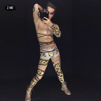 muscle man nude bodysuit male guest gogo sexy dj ds catwalk leopard print one piece jumpsuit sexy pole dance stage costume rave