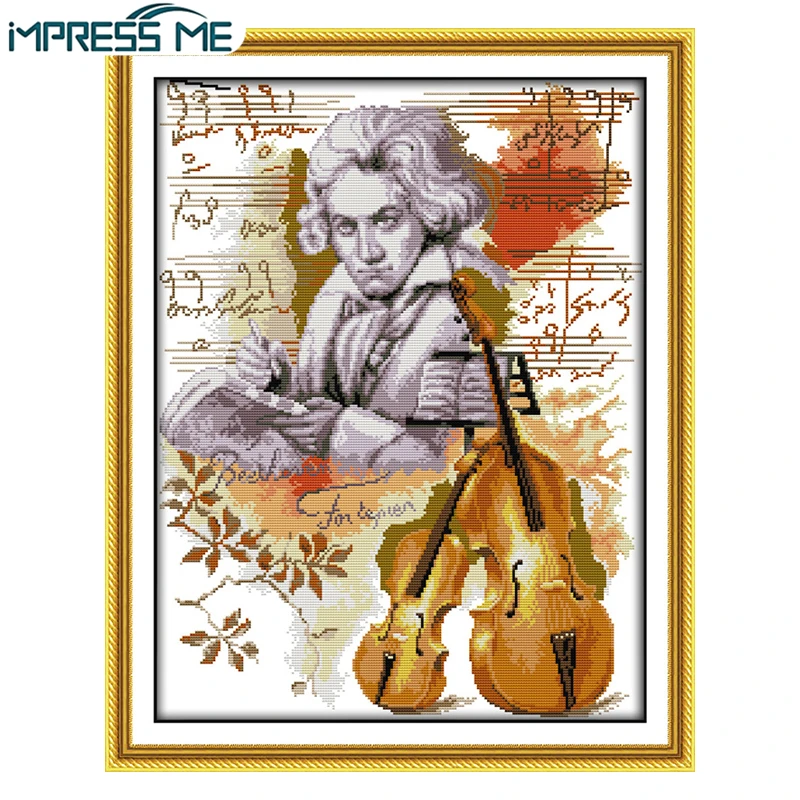 

Картина для вышивки крестиком IMPRESS ME Beethoven, Набор для вышивки крестиком для домашнего декора