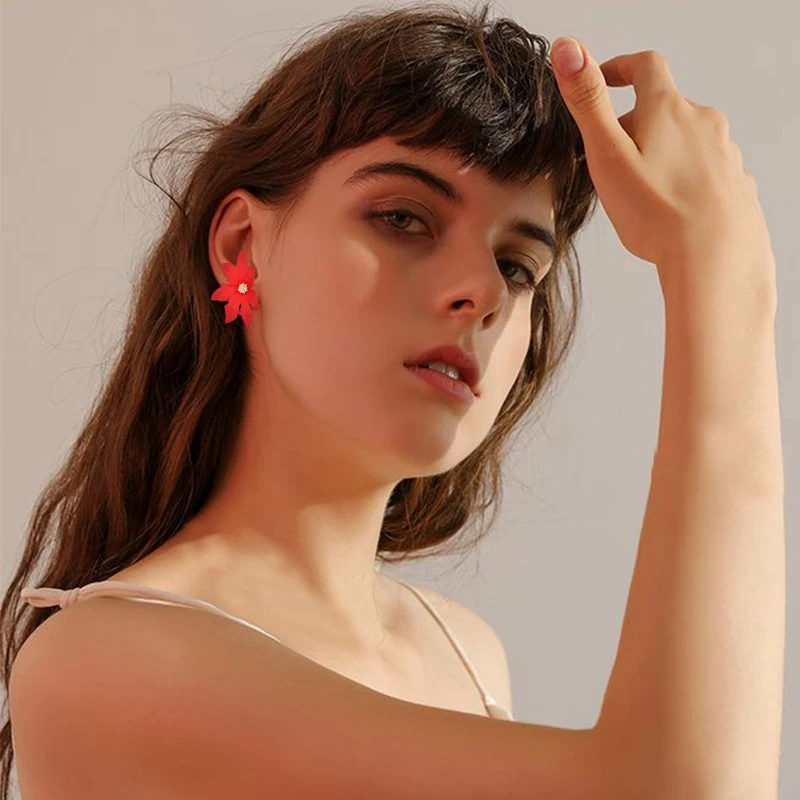 Новые большие серьги гвоздики в Корейском стиле с распылителем и цветком для