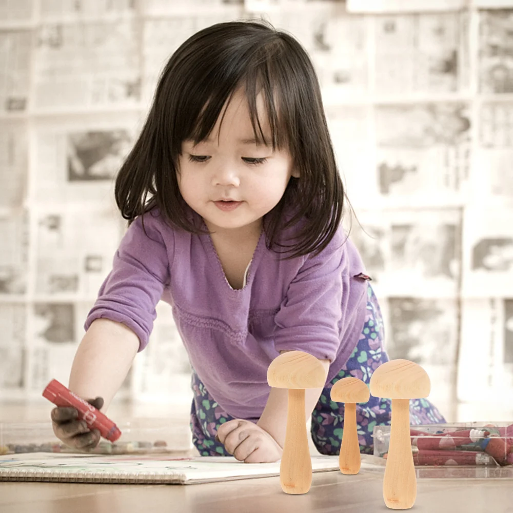 

6PCS DIY Wooden Mushroom Small Wooden Sculpture DIY Painting Craft Mushroom