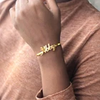 Женский золотистый браслет с именем под заказ, браслет из нержавеющей стали с именной табличкой, браслеты, ювелирные изделия