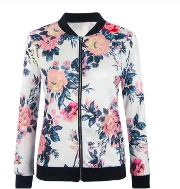 

Women's Ethnic Style Printed Short Coat Jacket Female Outwear Fashion Long Sleeve Thin Zipper Coat