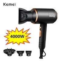 kemei ionic hair dryer 3 in 1 strong power 4000w blow dryer electric 210 240v professional hairdressing equipment