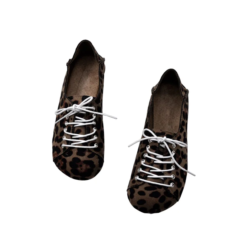 

2020 new spring and autumn lace-up peas shoes soft sole shallow mouth flat shoes round toe casual single shoes women's shoes