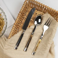 simple rustic thicken stainless steel cutlery set portable metal eco friendly gift design jogo de talheres home decore ec50cj