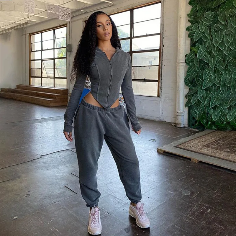 

Two Piece Set Women Tops And Pants Y2K Tracksuits Women Sport Sexy Suit Hooded Short Slim Coat Long Pants Ropa Mujer Outfits