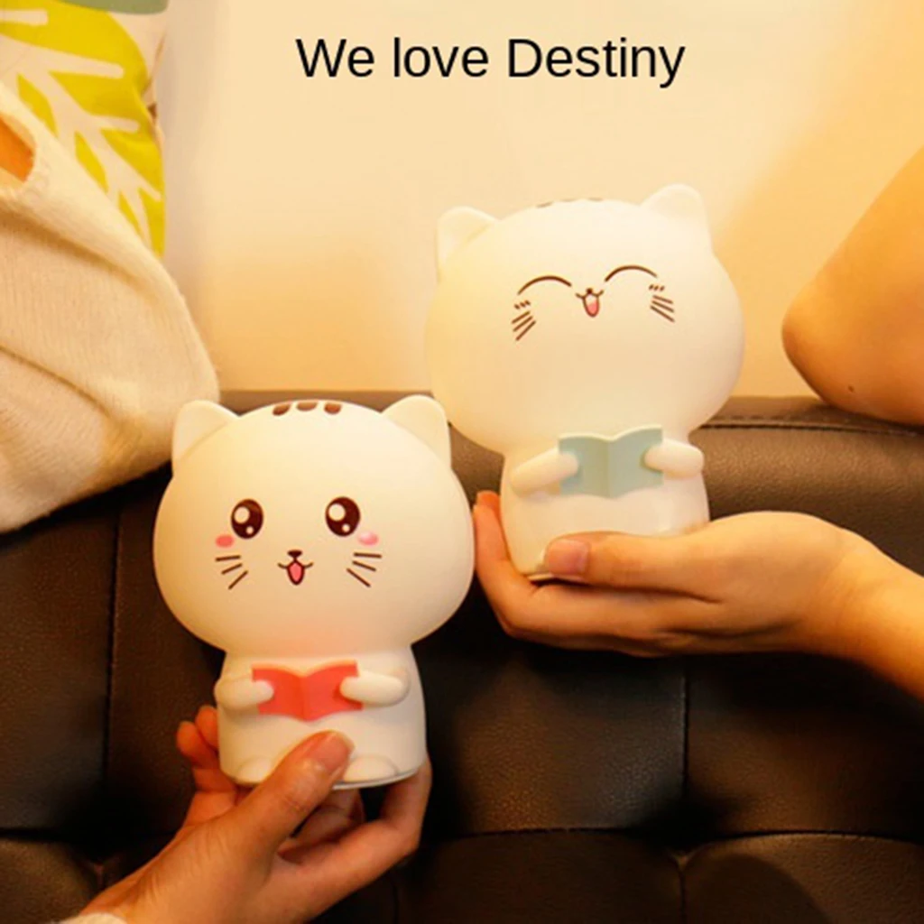 

Cute Kitten Touch Sensor Night Light 7 Colors Children Lamp USB Rechargeable