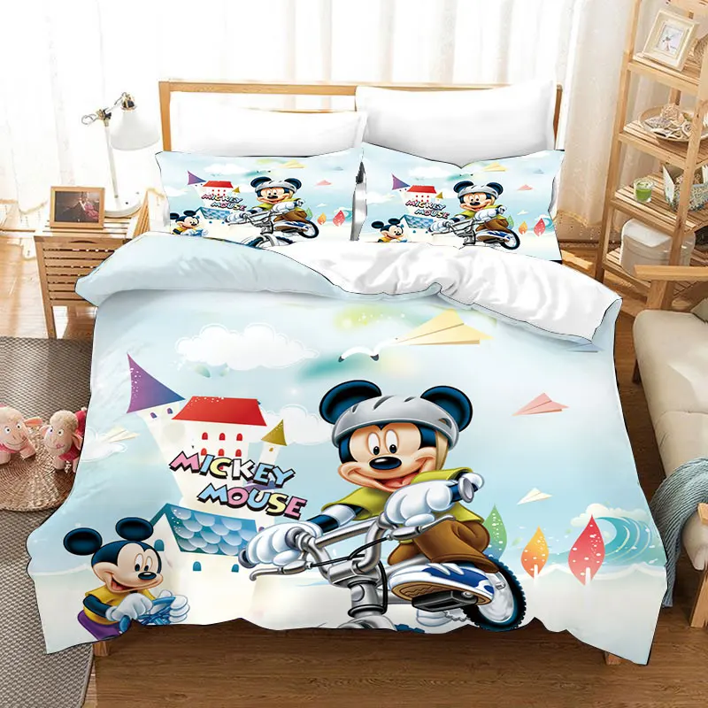 

Disney Mickey Mouse Bedding Set Single Size Duvet Covers For Kids Full 3 Pcs Children Birthday Presents Home Textile Cartoon Red