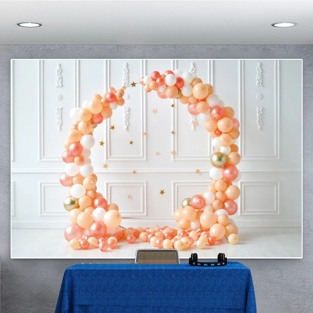 

Yeele White Wall Ballon Star Glitters Photography Backdrop Baby Birthday Photographic Decoration Backgrounds For Photo Studio