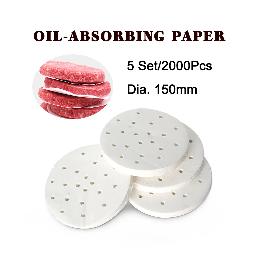 5 Set 2000 Pcs 150mm Burger Patty Paper Oil Absorbing Paper Suitable For 150mm Hamburger Press Machine Food Grade Material