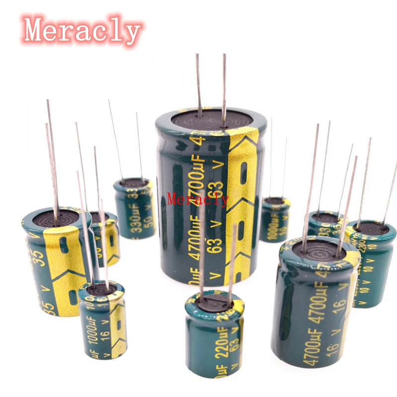 

High Frequency Low Resistance Aluminium Capacitor 10V 16V 25V 35V 50V 63V 100V 400V 450V 100 220 330 1000 2200 3300 4700 6800UF
