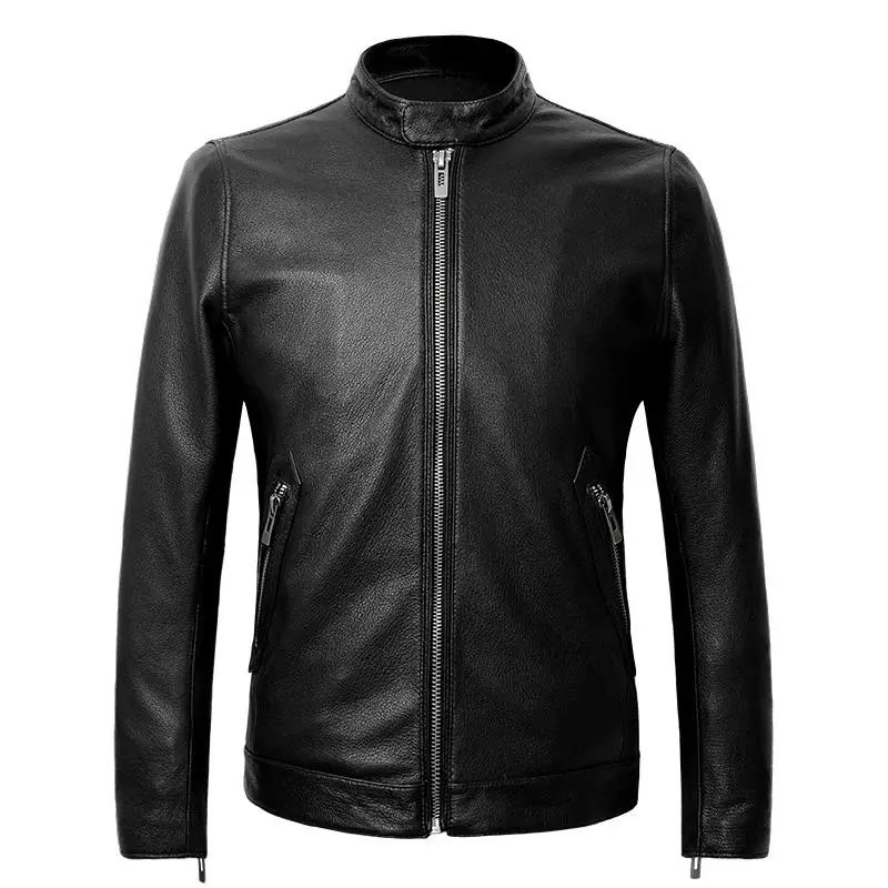 

2021 Новый осень-зима классическая мужская куртка плотный слой овчины кожаный куртки мужские байкерские размера плюс S-4xl Повседневная Верхня...