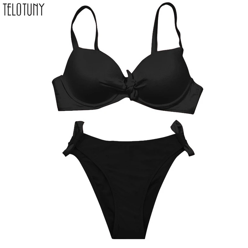 Купальник Telotuny с завязками пикантный однотонный бразильский купальник лямкой на