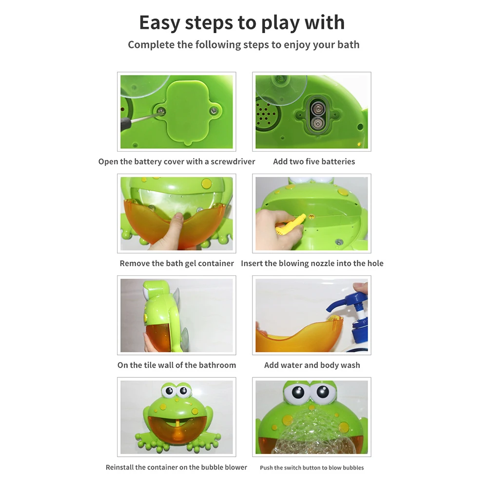 

Baby Frog Bubble Machine Music Bathing Kids Toy Automatic Bubble Soap Maker Kid Bath Toy Bathtub Soap Automatic Bubble Best Gift