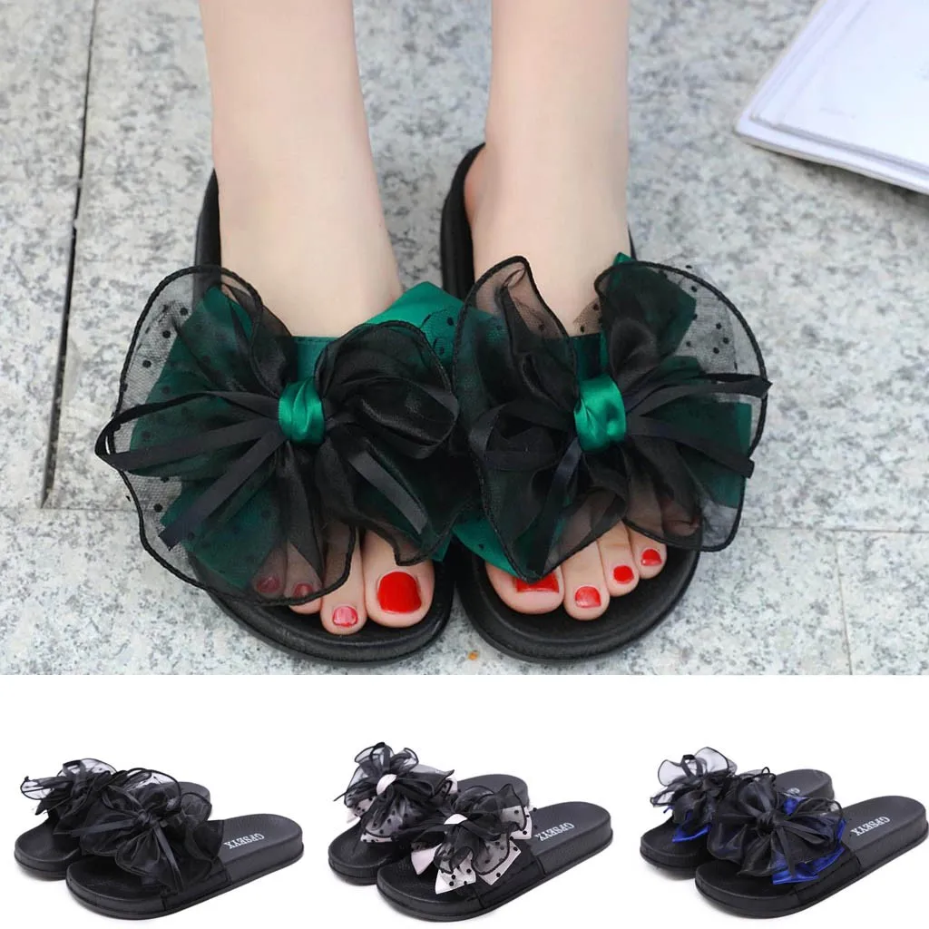

Summer women Women Flip Flops Fashion Solid Color Bow Flat Heel Sandals Outdoor platform shoes Beach Shoes