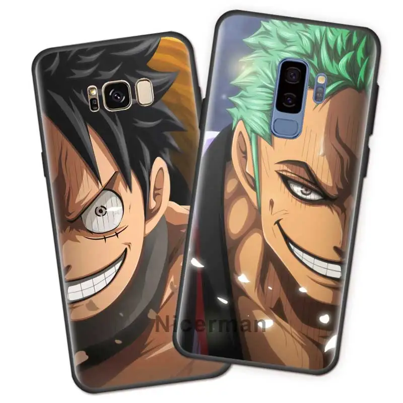 anime one piece luffy zoro case for samsung galaxy s20 fe s21 uitra s10 plus s20 s21 s9 s10e note 20 black silicone phone coque free global shipping