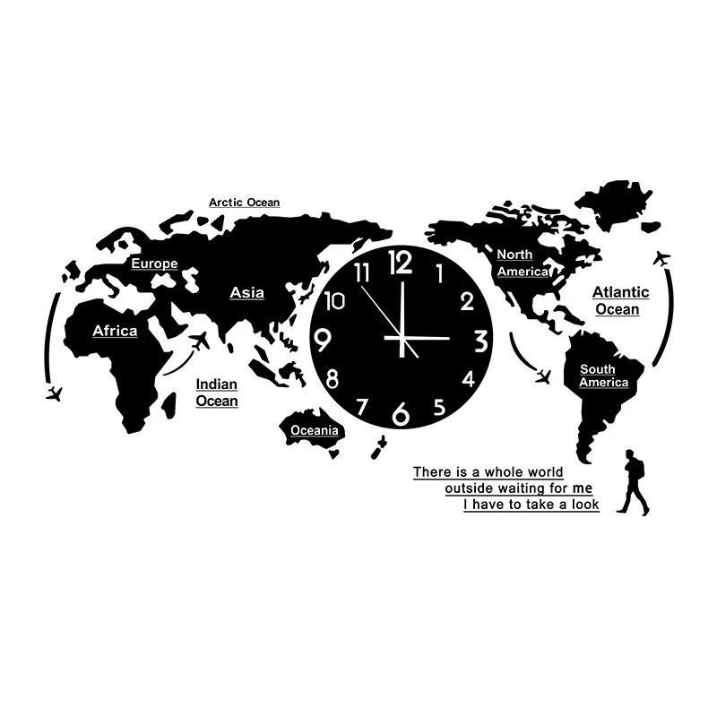 

Nordic Large Wall Clock Acrylic World Map 3D Wall Clocks Living Room Decoration Watches Home Decor Luxury Zegar Scienny Gift