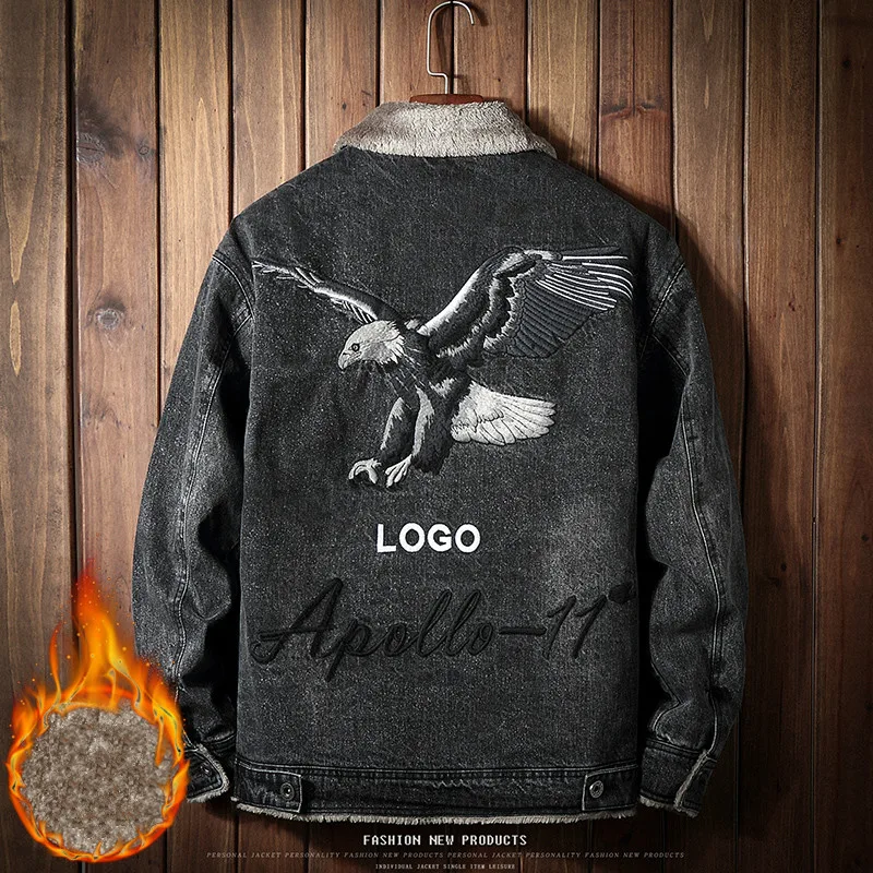 Модная Джинсовая куртка YASUGUOJI с принтом орла Мужская Уличная одежда зимнее