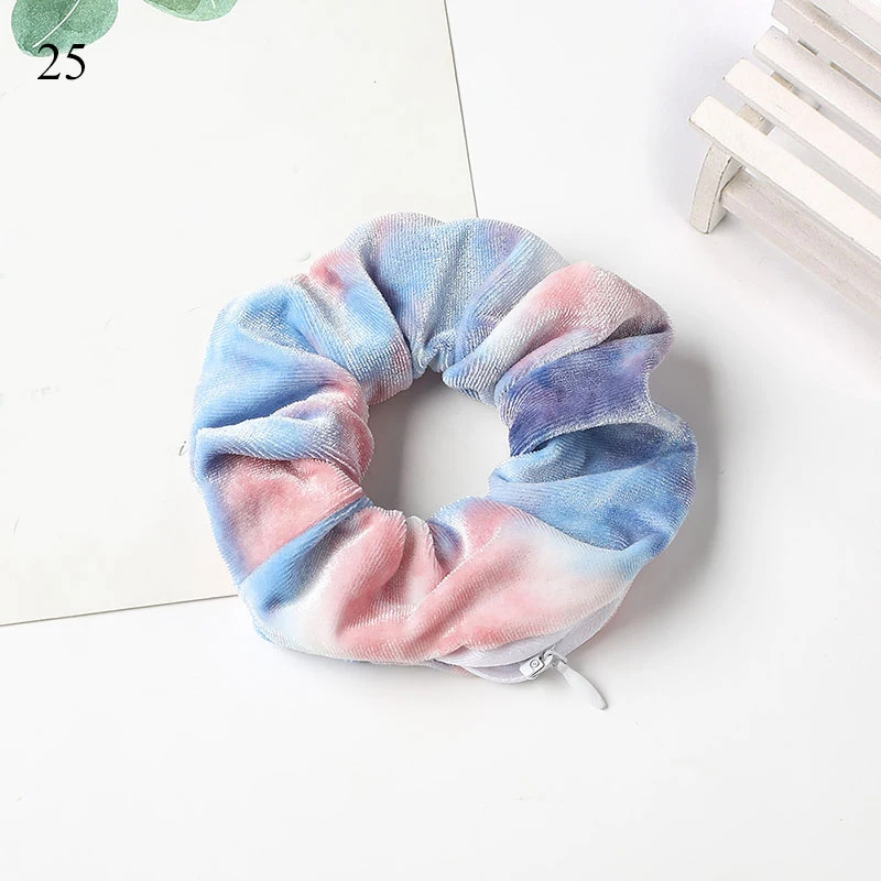 

Soft Velvet Elastic Hair Scrunchie Solid Leopard Zipper Ponytail Holder Rubber Band Women Hair Ties Hair Accessories Headwear